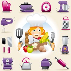 Icon Set girl cooking
