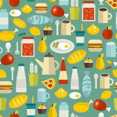 Seamless pattern with simple food