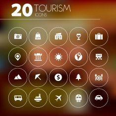 Simple thin tourism icon pack N2