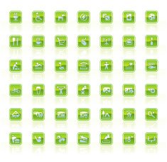 Design Elements Green-glossy Camping Icons