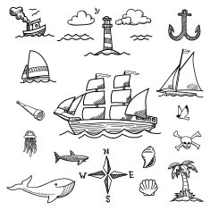 Boat and Sea Doodles
