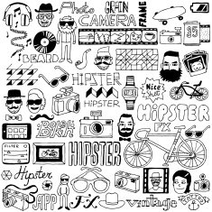 Hipster doodle mega set Vector illustration