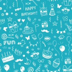 Happy birthday seamless hand drawn background N2