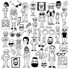 Hipsters doodle hand drawn vector set
