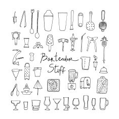 Bartender stuff Vector Isolated