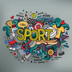 Sport hand lettering and doodles elements background N2