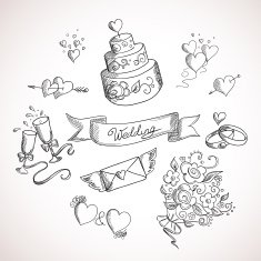 Sketch of wedding design elements