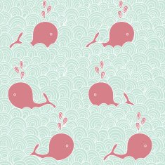Whales in the Ocean seamless pattern
