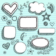 Hand-Drawn Sketchy 3-D Shapes Notebook Doodles