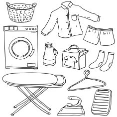 Laundry collection in black and white free image download