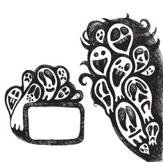 Halloween doodle border and frame
