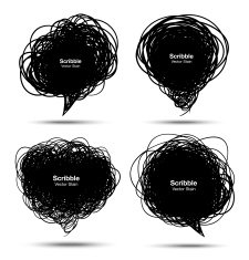 Set of Scribble black bubbles