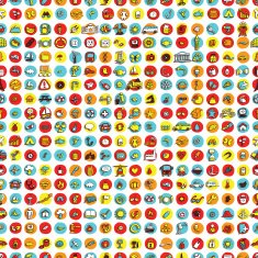 Icons and circles seamless pattern