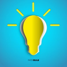 Lightbulb icon papercut banner template for websites