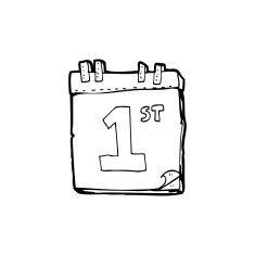 line drawing cartoon calendar N2
