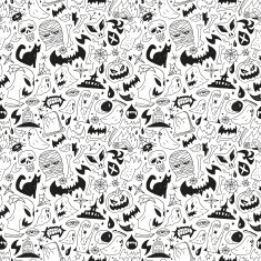 Halloween monsters - seamless background