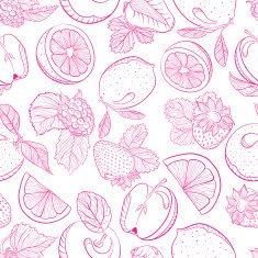 Seamless monochrome pattern fruit berry mix