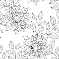 Vector Seamless Monochrome Floral Pattern