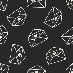 love mail doodle seamless pattern background