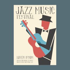 Jazz music player with guitar poster
