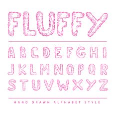 Fluffy Hand drawn alphabet vector