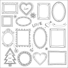 Set of doodle frames and elements