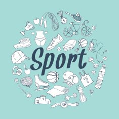 Color Sport and fitness doodle pattern frame for your text