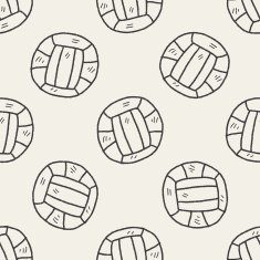 Volleyball doodle seamless pattern background