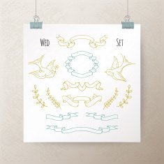 Set of hand drawn vintage ribbons and elements for your