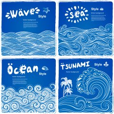 Vintage set of banners with ethnic waves