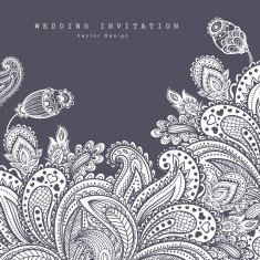 Beautiful Indian floral ornament Wedding Invitation Greeting c