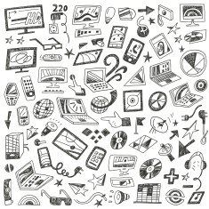 Devices computers - doodles set
