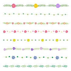collection of flower hand-drawn borders