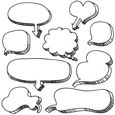 Conversation bubble in black and white N2
