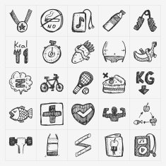 Doodle fitness icons