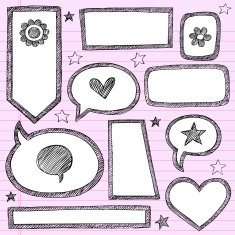 School Doodles Speech Bubbles Frames Set