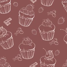 Seamless pattern with the blueberry strawberry cherry doodle c