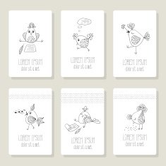 Cards with the image of birds in different actions
