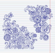 Hand-drawn doodle flower set