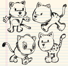 Doodle Sketch Cat Set