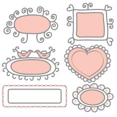 Set of funny pink and gray frames