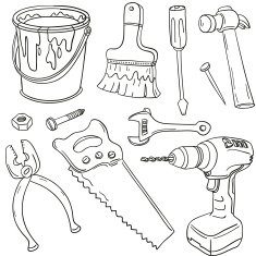 Work tools in black and white N2