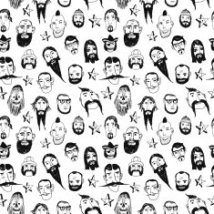 Beards and mustashes seamless pattern