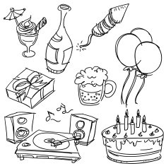 Party item in black and white