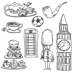 Symbols of England in black and white free image download