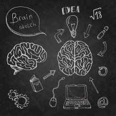 Doodles icons brain set