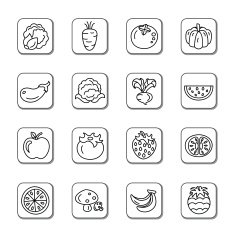 Fruit and Vegetables Doodle Icons