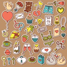 funny love stickers set