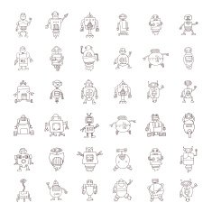 Doodle Robot cartoon vector illustration