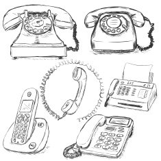 Vector Set of Sketch Telephones